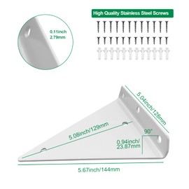 Medach Floating Shelf Brackets 5 Inch, Floating Shelves Brackets,Wall Brackets for Shelves, Floating Shelf Hardware, Space-Saving Hidden Shelf Brackets for Home Decor/Organization-2 Pair White