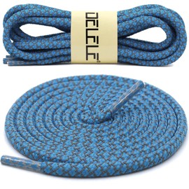 DELELE 2 Pairs 4/25" Thick Round Reflective Shoe Laces Sky Blue Safety Highlight Rope 63 inches