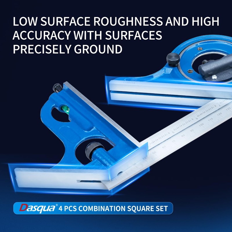 Dasqua 1012-2020 4 Piece Combination Square Set with 12" 4R