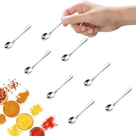 GlamRays Pack of 8 Tiny Stainless Steel Spoons for Spice Jars, Mini Size 7.5 cm, Cute Small Stainless Steel Spice Spoon for Spices, Salt, Fun Little Scoops