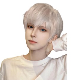 FESHFEN Wig, Men's Wig, Wolf, Black Hair, Full Wig, Wolf Cut, Men's Clothing, Black, Short, Handsome, Everyday Use, Loose and Fluffy, Fashion, Handsome, Natural, Unisex, Heat Resistant, Popular,