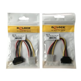 DeLOCK Power Cable SATA 15-Pin -> Molex 4-Pin Male/Female (Pack of 2)