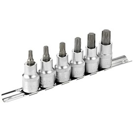 DAKCOS Torx Bit Socket Set, 1/2" Drive, 6 Pieces Star Bit Socket Set, T30 - T60, S2 Alloy Steel Bit and CR-V Drive Socket