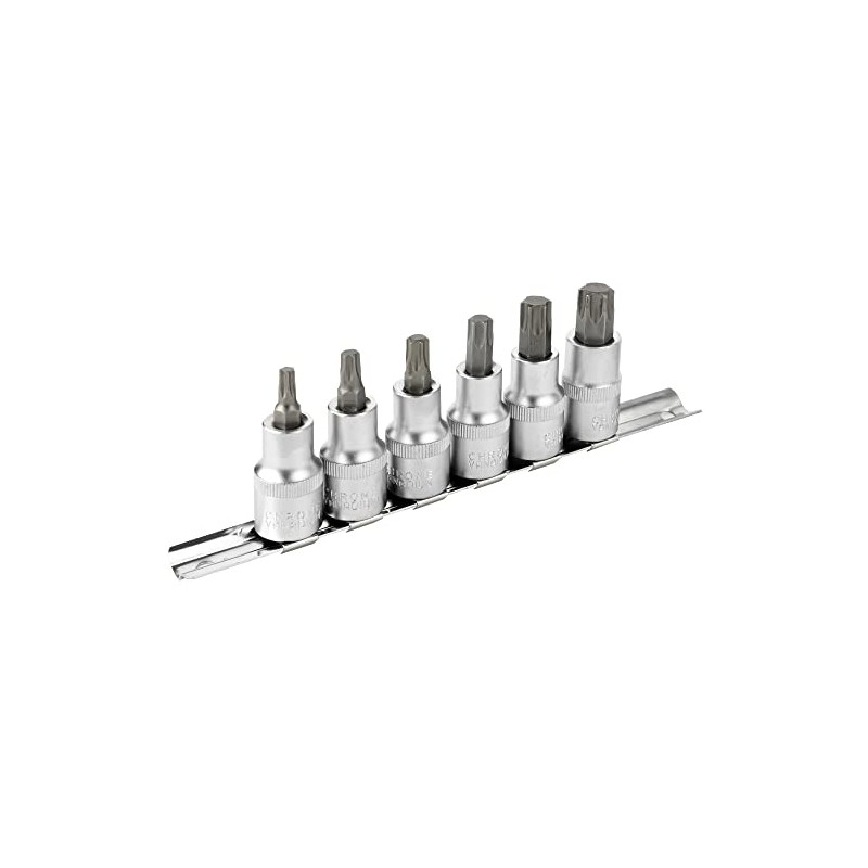 DAKCOS Torx Bit Socket Set, 1/2" Drive, 6 Pieces Star