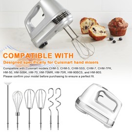 Dough Hooks and Blending Rod Replacement for Cuisinart Hand Mixers CHM-3 CHM-7PK HM-50 HM-70 Hand Blender Accessory （6 pack）