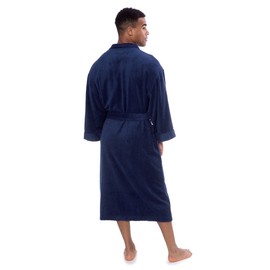 TexereSilk Mens Luxury Terry Cloth Bathrobe - NEW & IMPROVED FABRIC (Medieval Blue, LXL)