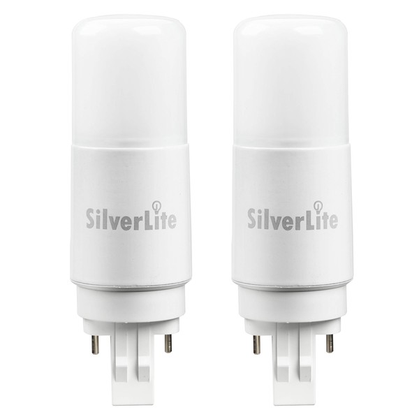 Silverlite [Plug&Play] 7w(18w CFL Equivalent) LED Stick PL Bulb GX23-2 Pin Base, 700LM, Warm White(3000k), Driven by 120-277V and CFL Ballast, UL Classified, 2 Pack