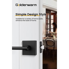 goldenwarm Black Door Handles Interior, Passage Matte Black Closet Door Handles, Square Black Door Lever Interior for Hallway (4 Pack)