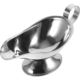 Gravy Boat Sauce Jug,Gravy Boat Juice Bucket，Stainless Steel Gravy Boat， Sauce Serving Dish for Salad Dressings, Creamer, Used at Home & Kitchen for Dining, Holiday Meals & Parties (Silver)