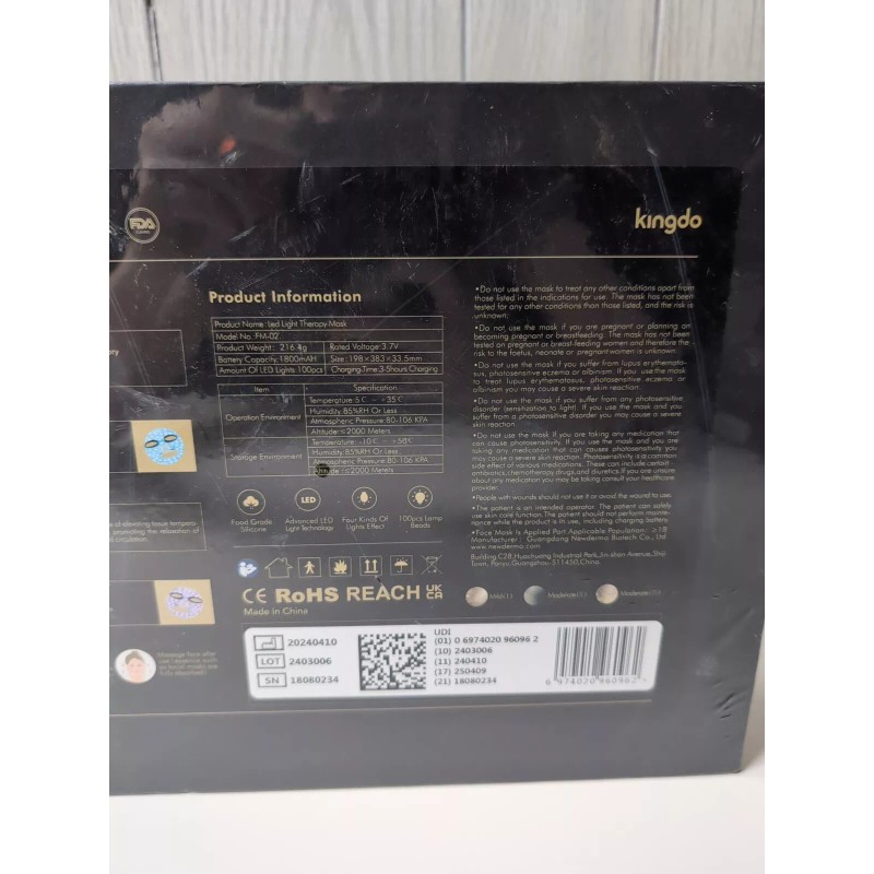 Kingdo SEALED - Kingdo Rechargeable Cordless Near-Infrared Face Mask -