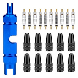 Presta Valve Core Bike Kit - 21 Pieces, Stem Removal Tool, Brass Valve Cores and Stem Caps | Petutu