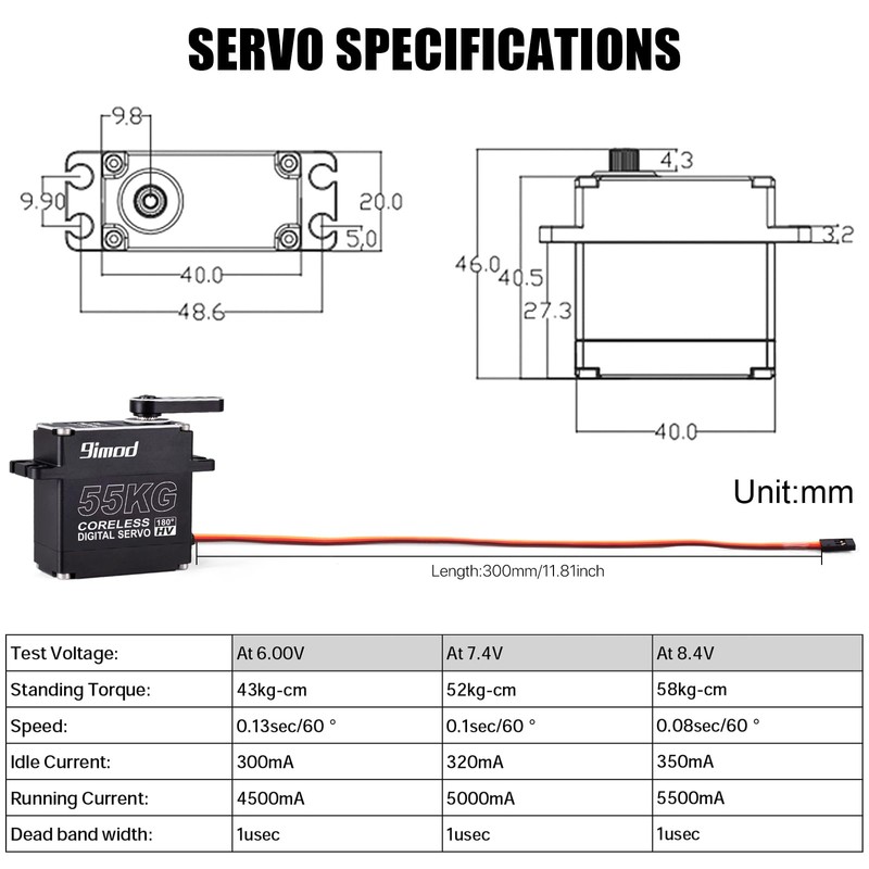 55KG High Torque Servo High Speed HV 8.4V Coreless RC