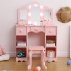 Kids Vanity Set With Mirror, 2-In-1 Wooden Toddler Vanity Table