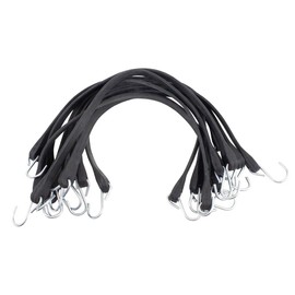Mytee Products 50 Pack 9" Natural Rubber Tarp Bungee Straps with Crimped S Hooks Tie Down Cords Heavy Duty, Ideal for Securing Tarps, Canvases, Cargo