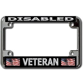 Disabled Veteran Chrome Motorcycle License Plate Frame