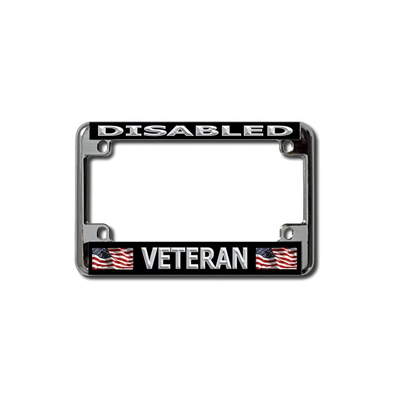 Disabled Veteran Chrome Motorcycle License Plate Frame