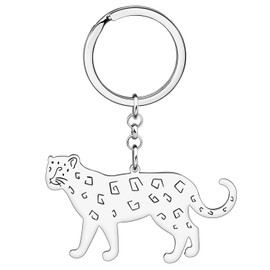 YAYAKO Stainless Steel Cheetah Head Keychain Wallet Car Key Charms Novelty Leopard Keyring for Women Girls Creative Gifts (Silver)