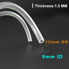 Feelers 9mm ID x 12mm OD High-Strength Silicone Tubing Thick Food Grade High Temp Pure Silicon Tube High Temp Home Brewing Winemaking Silicone Hose Tubing, 3.3ft Length