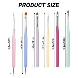 Pence & Moon Collective 6 Pcs Nail Art Brushes, Nail Brushes, Nail Brushes for Gel Nails, Nail Art Liner Brush and Nail Dotting Pen for Salon at Home DIY Manicure