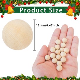 CUWELT Pack of 600 12 mm Wooden Balls Natural for Crafts, Wooden Beads without Hole for Painting, Solid Balls Round Craft Beads Wood Colour for Jewellery DIY Craft Accessories School Projects