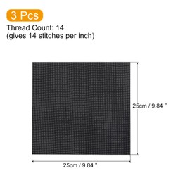 PATIKIL 3 Pack 14 Graf Aida Fabric Embroidery Cross Stitch Fabric Cotton for Handmade Sewing 10 x 10 Inches Black