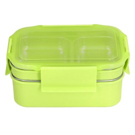 304 Stainless Steel Electric Lunch Box Double Layer Insulated Lunch Box with Compartment for Office School TravelGreen