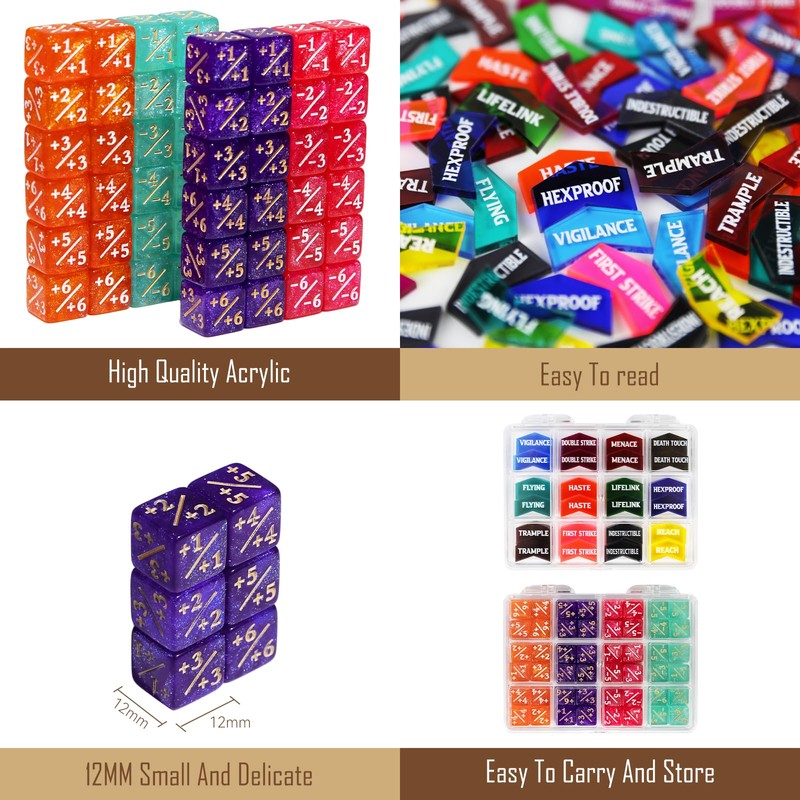 FIGURESLAB 108PCS MTG Keyword Counters Tokens & 12mm MTG Life