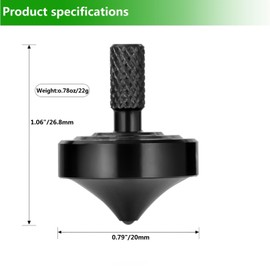Precision metal spinning top, perfect balance, long rotation time easily exceeding 10 minutes, portable EDC table toys (Black Style 3)