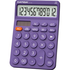 CATIGA 12 Digit Desktop Calculator with Large LCD Display, 4 Funtions Calculator, Round Design Big Button, Solar and Battery Dual Power, Standard Function for Office, Home, School, SD-1292