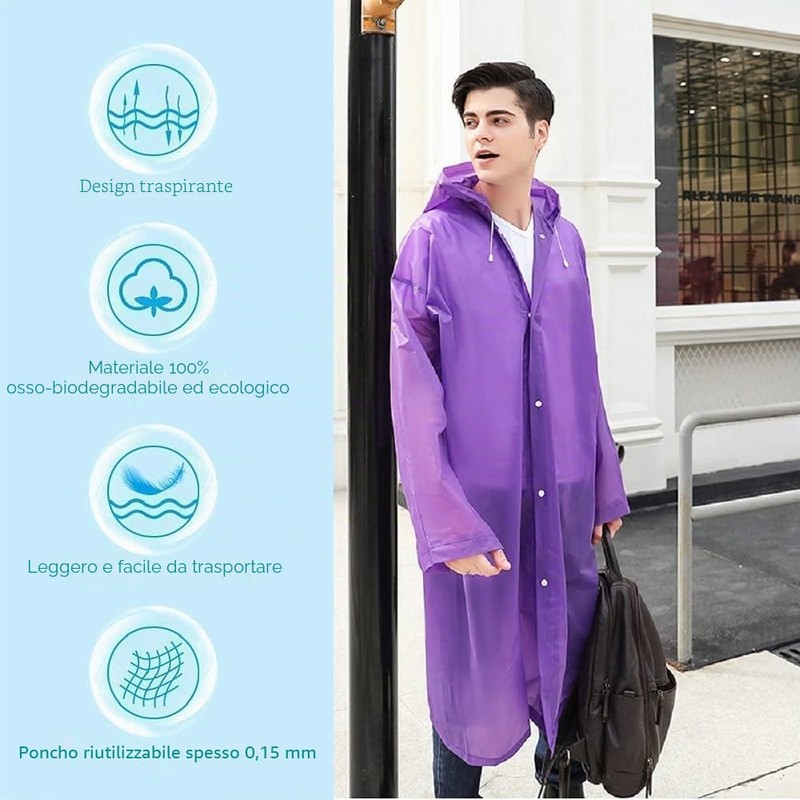 GUKOY Poncho Impermeabile da Uomo e da Donna, 2 Pezzi