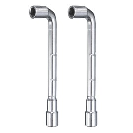 QUARKZMAN 2 Pieces L-shaped Angle Hex Wrench 7 mm 45# Steel Double Sided Metric 6 Point Tubular Box Wrench for General Repairs, Pipeline, Bicycle and Car Maintenance