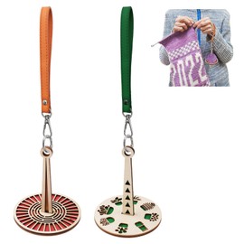 HICOHAND Wrist Yarn Holder, 2 Pcs Portable Crochet Wrist Yarn Holder Wooden Crochet Yarn Holder with Wrist Strap for Crochet and Knitting Lovers, Red and Green