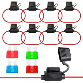 ALLECIN Pack of 8 16AWG Car Fuse Holder Wire Blade Fuse Holder Inline 32V Fuse Holder Blade Fuse Waterproof Fuse Holder with 10A 15A 30A 40A Standard Blade Fuses for Car Truck