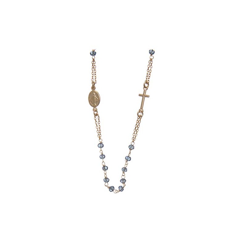 Amen Rosary Necklace Gold-Plated Silver 925 Blue Beads