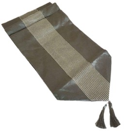 OZXCHIXU(TM 13inch x 72inch Table Runner with Diamante Strip and Tassels (Grey)