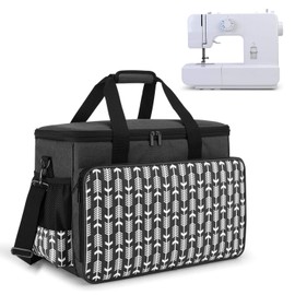 Yarwo Sewing Machine Bag with Removable Wooden Protective Board, Sewing Machine Carry Bag, Transport and Storage Bag, Compatible with Most Sewing Machines and Accessories