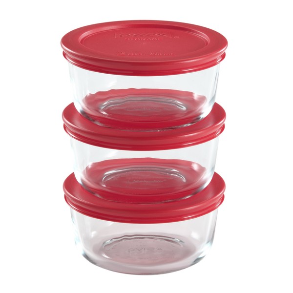 Pyrex 6-Piece 2-Cup Glass Food Storage Set with Lids