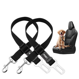 Adjustable Car Seat Belt for Pets - Dog & Cat Safety Lead (SMALL) (BLACK & BLACK 2-PACK)