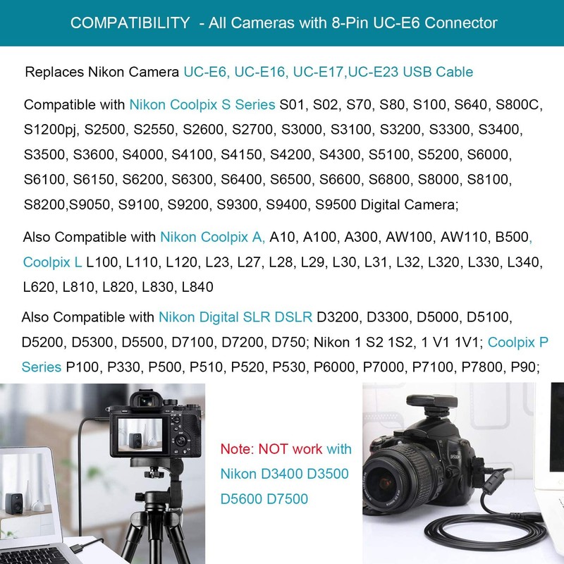Replacement Camera Data Charging Cord UC-E6 UC-E16 UC-E23 UC-E17 USB