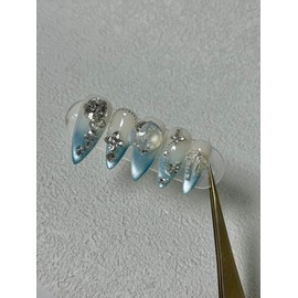 Summer Nail Magnetic Gel Blue Ocean Drop  - S-Almond / 여름네일 자석젤 블루 오션 드롭  - S-아몬드