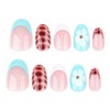 French Tip Press on Nails Short Oval MABKJLF Flower Fake