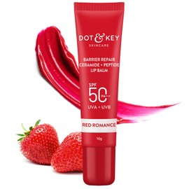 DOT & KEY Ceramide&Peptide Barrier Repair Lip Balm Spf 50,Pa+++|Red Romance|Uva/Uvb Protection|Soft Tinted Moisturizer|Boosts Collagen&Instantly Plumps Lip|Prevents Pigmentation|10Gm,1 Count