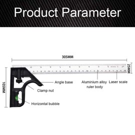 Smgda Combination Square, 12" Combo Square, Carpenter Square, Woodworking Measure Tools, Metal Ruler, Framing Square, T Square, T Ruler, Combination Square Set, Metal Square