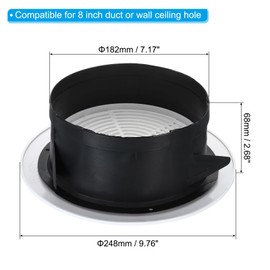 PATIKIL 8 Inch Round Air Vent, Adjustable Ceiling Diffuser Grill Cover ABS Louver Soffit Vent with Screen for Bathroom Kitchen Living Room, Rotate Type
