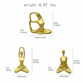 Ni-JASW Gold Yoga Statues Set of 3, Resin Zen Meditation Figurines for Bookself, Home Decor, Gifts