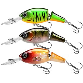 TRUSCEND Craz Crankbait Diving Fishing Lures Saltwater Freshwater, 5 Unique Style: Flexible Stainless Bill, Chattering, Sinking, Suspending, Diving Jointed Crankbait, Amazing Bass Pike Salmon Lure