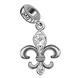 JMQJewelry Graduation 2024 Fleur De Lis Flower Dangle Womens Bead Charms for Bracelets Mom Mother Grandma Sister Friendship Christmas