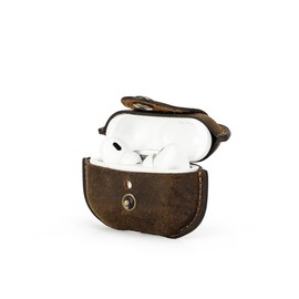 CONTACT'S FAMILY Leather Case for AirPods Pro 2, Compatible with AirPod Pro 2nd Gen, Men’s Earphone Case with Key Hook (Coffee)