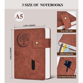 365 Page Thick Lined Journal Notebook for Men Women, A5 Leather Journals for Writing, Hardcover Notebooks for Work, School, Note Taking,Travel, Business,Personal Diary, College Ruled 5.9" x 8.4"