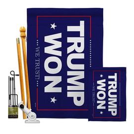 Trump Flag Trump Won Garden House Flag Kit Patriotic 2024 President Republican Party United States American Election Decoration Banner Small Yard Gift Double-Sided, Made in USA